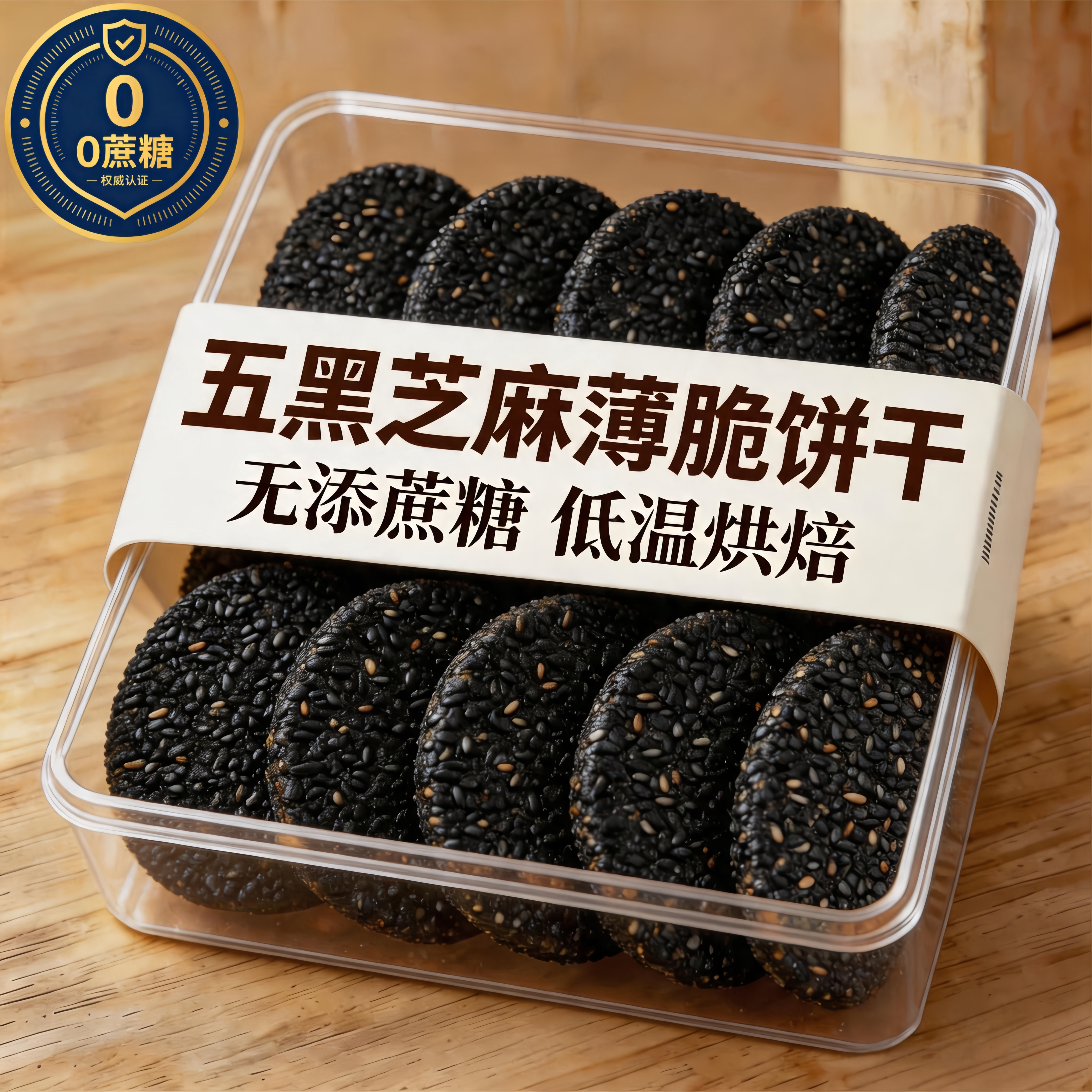 正宗黑芝麻饼无添加蔗糖高钙五黑薄脆饼干孕妇儿童老人零食糕点心