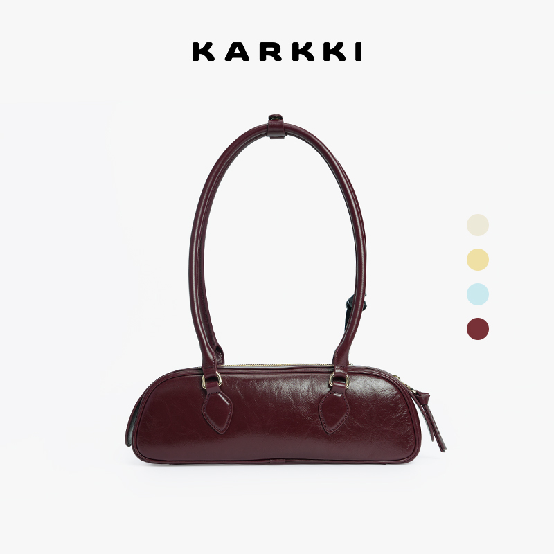 KARKKI/个奇头层牛皮单肩腋下包