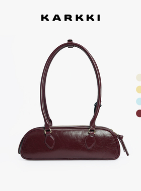 KARKKI/个奇腊肠法棍包头层牛皮单肩腋下包通勤百搭手提手拎女包