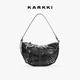 KARKKI 个奇头层牛皮复古机车风牛角马鞍包单肩斜挎腋下包包女