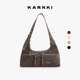 KARKKI 个奇多口袋hobo包头层油蜡牛皮大容量通勤单肩腋下包女