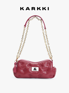 KARKKI/个奇云朵相机包小羊皮新年红色包单肩斜挎包腋下女包包