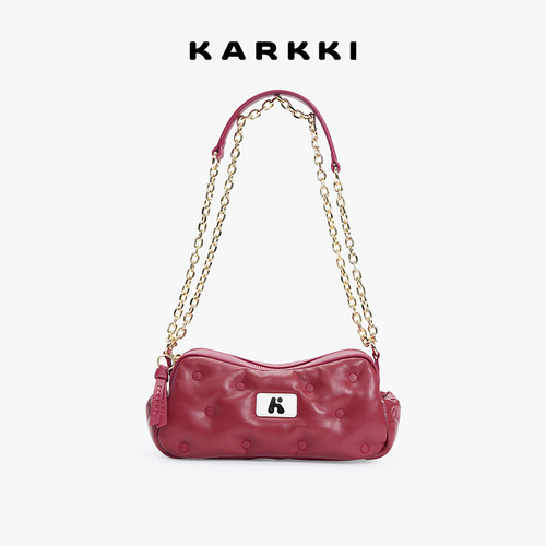 KARKKI云朵小羊皮新年红斜挎女包