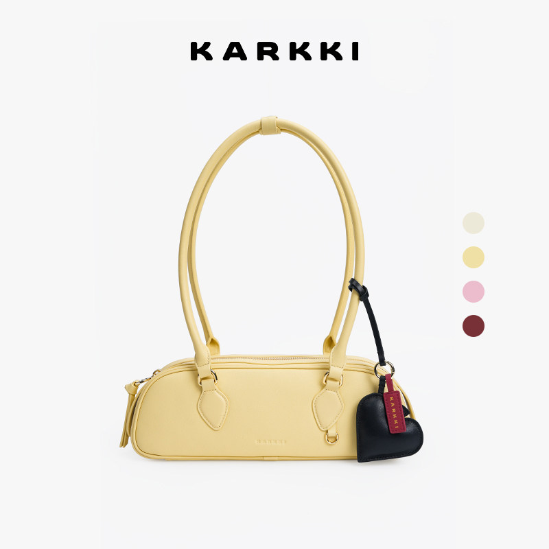 KARKKI/个奇腊肠法棍包头层牛皮单肩腋下包通勤百搭手提手拎女包