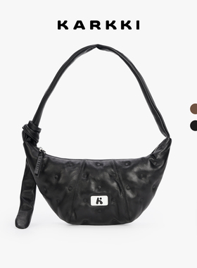 KARKKI/个奇小羊皮云朵羊角包单肩斜挎腋下包新款真皮女包包
