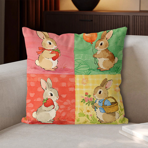 卡通兔子枕套十字绣2025新款线绣简单制作卡通Q版抱枕靠垫靠枕绣