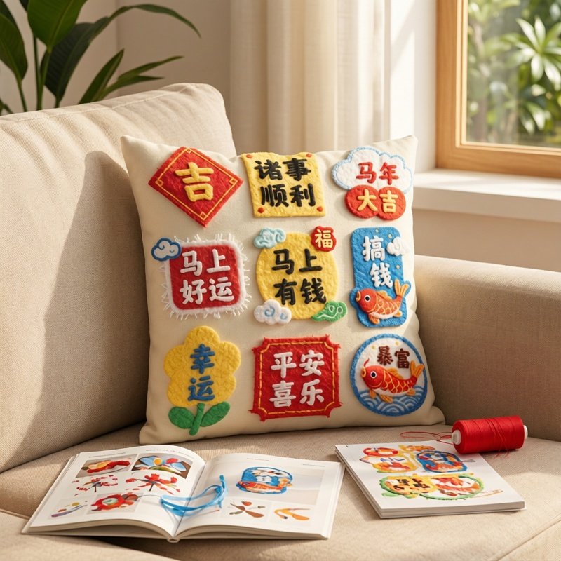 诸事顺利吉祥图案抱枕十字绣满绣自己手工2025新款线绣靠枕自绣