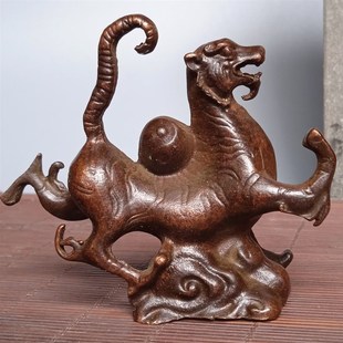 速发实镇四大神兽古象白虎心宅铜摆件复四铜器工艺品星宿信仰摆件