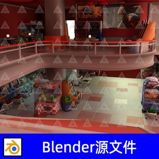 Blender复古卡通游戏厅街机游戏机室抓娃娃机街机室内场景模型