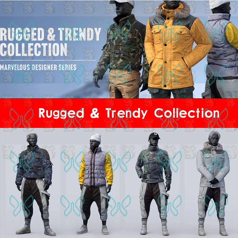 CC4CC5服装模型冬季棉服冲锋衣工装裤羽绒棉袄冬季夹克iclone素材