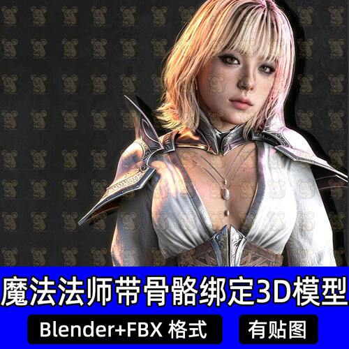 Blender渡鸦魔法战斗法师带骨骼绑定3D模型素材FBX c4d maya max