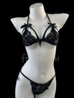 Sexy lace see-through bra set anti-sagging pure desire new bow cutout lacing underwear and underpants seductive thumbnail 4