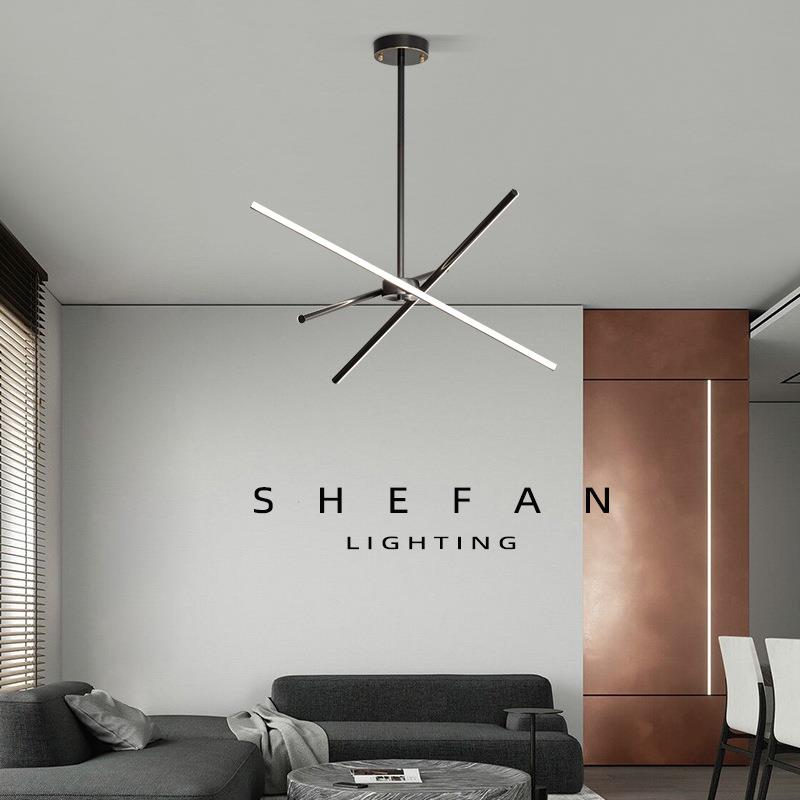 现代简约卧室吊灯北欧设计师几何艺术极简线条灯客厅餐厅全铜灯具