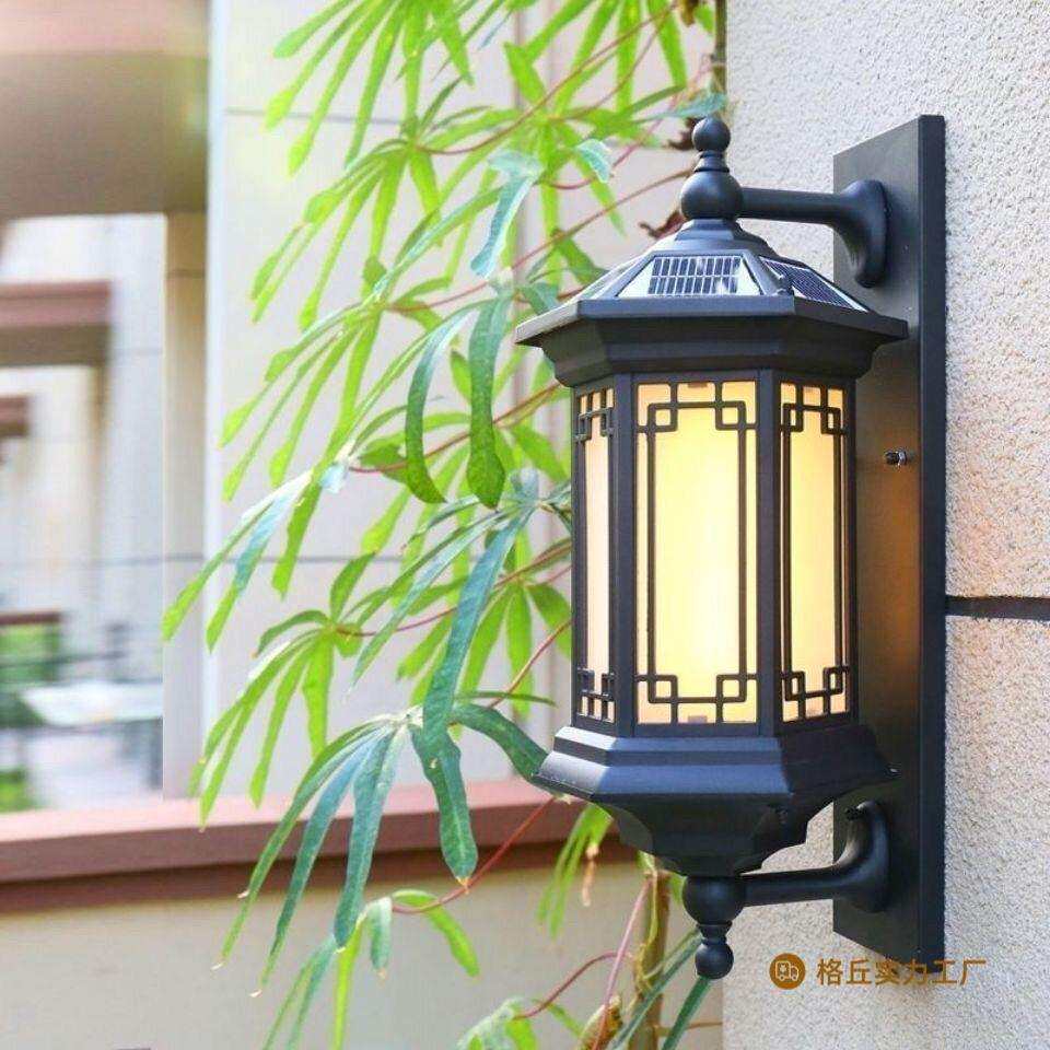 太阳能中式墙壁灯户外防水景观庭院灯饰别墅花园走廊大门灯围墙灯