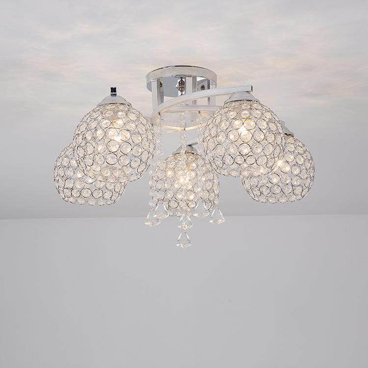 现代简约led房间灯圆形三头五头卧室灯小客厅玻璃吸顶灯