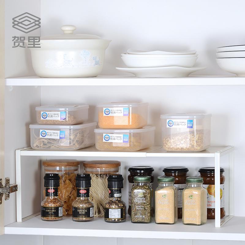 贺里厨房分层置物架台面橱柜内伸缩收纳架锅架桌面厨具调料架子