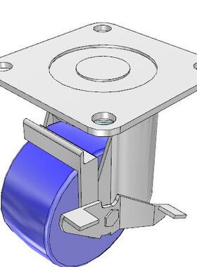 CHJSM75 3寸蓝色MC尼龙边刹车 带挡块米思米脚轮