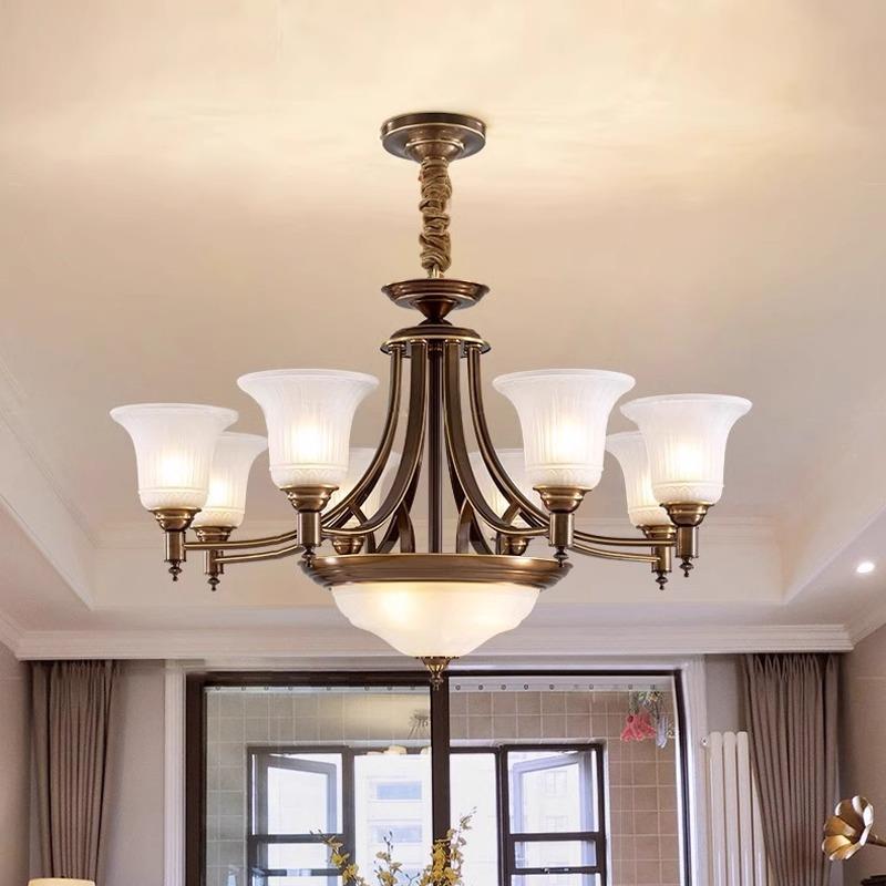 【H65全铜】美式客厅吊灯 复古简约轻奢卧室法式餐厅高级大气灯具