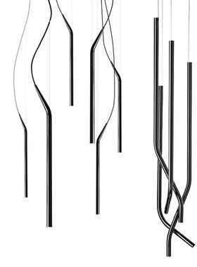 后现代轻奢设计师款展厅电镀线条吊灯 餐厅卧室床头艺术LED吊灯