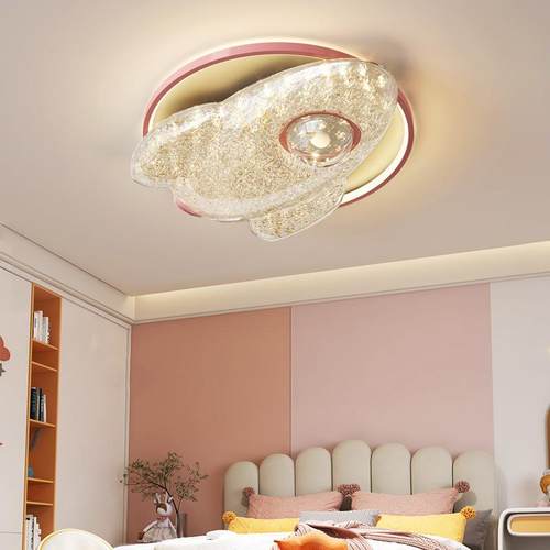 法式奶油风儿童房灯卡通飞机创意金箔男孩女孩护眼灯卧室吸顶灯具