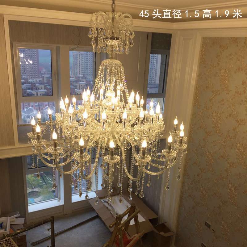 欧式吊灯水晶客厅灯创意卧室餐厅灯美式别墅大气长复式楼灯具