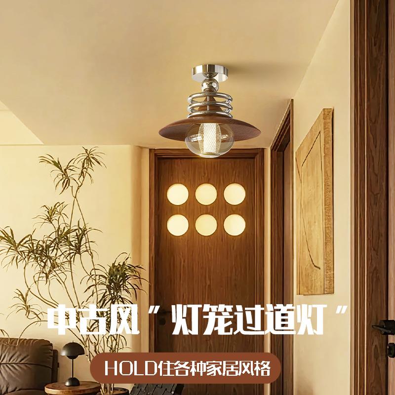 中古风走廊过道灯北欧设计师款创意飘窗玄关门厅入户灯圆形吸顶灯