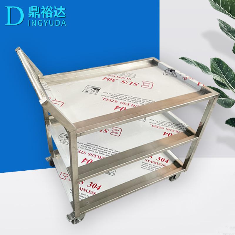 304不锈钢方管静音三层手推餐车 火锅店带轮子移动收碗上菜车