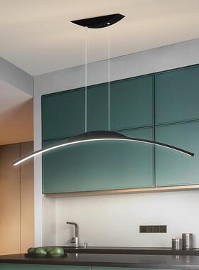 北欧简约led餐厅吊灯极简一字书房餐桌吧台灯办公室长条吊灯