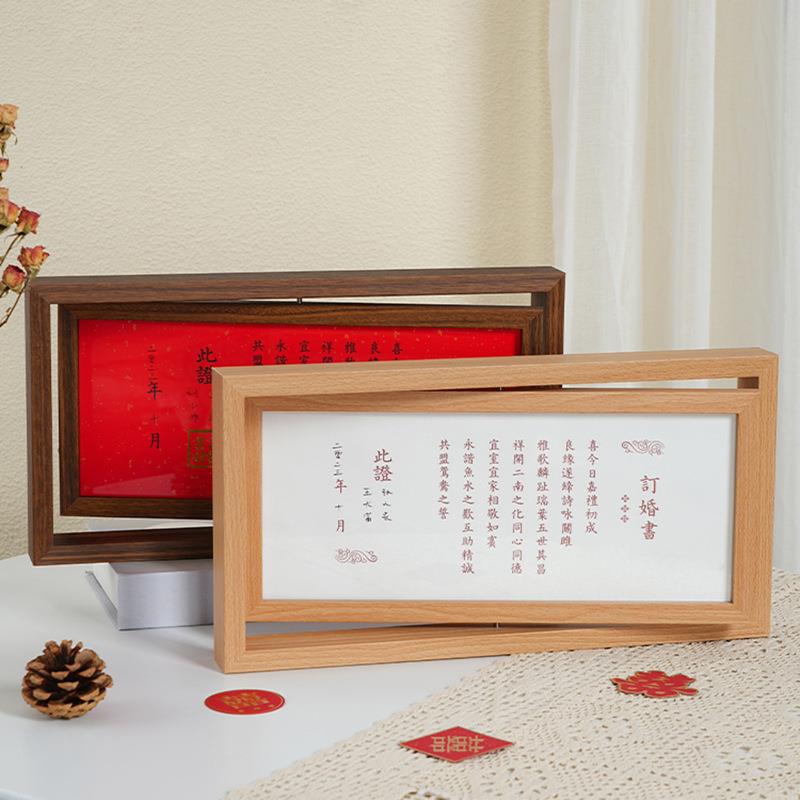 双面旋转相框摆台办公桌面创意个性像框架桌面摆件订婚书装饰品