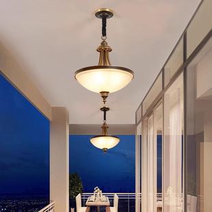 美式 全铜吸顶灯主卧室灯玄关灯走廊过道阳台灯简约复古黑擦金8003