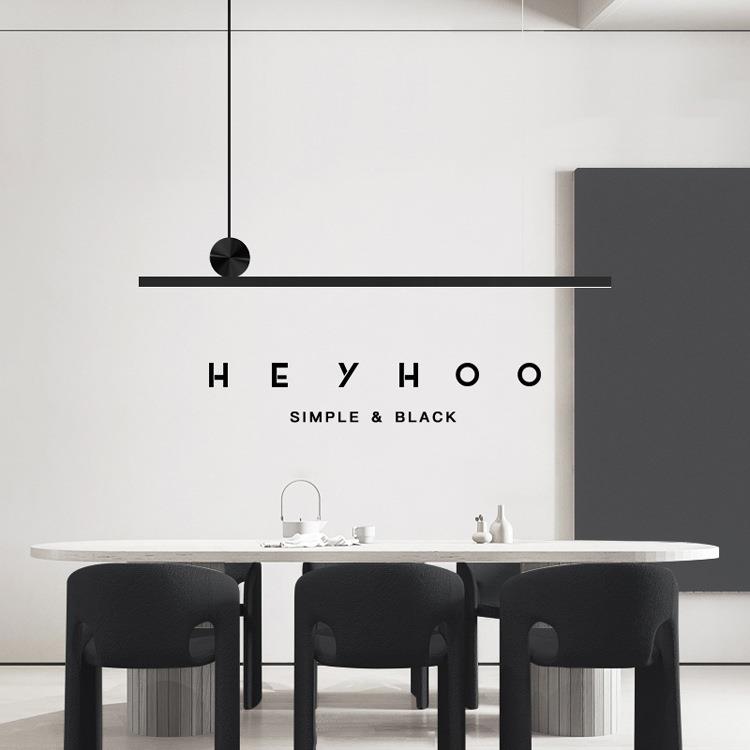 极简黑色全铜餐厅吊灯一字型吧台餐桌灯北欧现代简约长条办公灯具