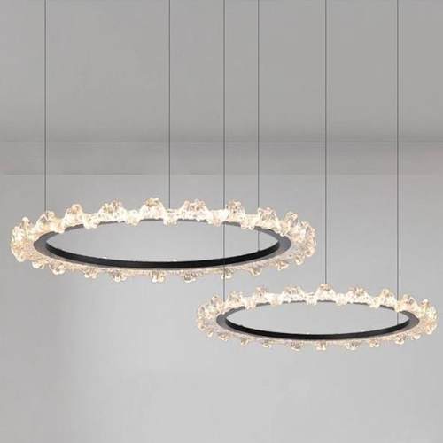 高端意式极简客厅灯高端大气现代时尚冰花别墅大厅复式楼餐厅吊灯