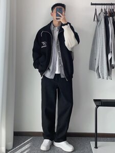 男装2023新款衣服秋冬季棉服外套男冬天穿搭套装男牛仔裤保暖棉衣