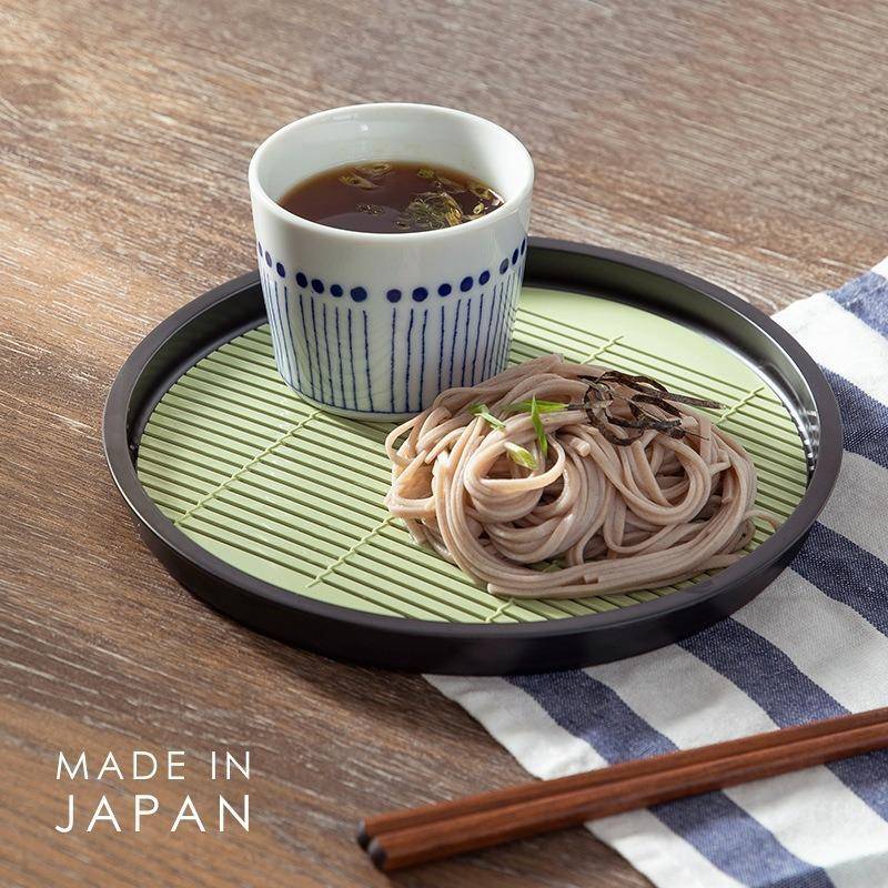 日本进口荞麦面盘子冷面凉面盘配竹席味碟杯子日韩餐具乌冬面盘