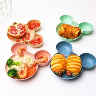 防摔可爱卡通米奇碗儿童宝宝吃饭碗分隔趣味餐盘碗零食碗水果盘子