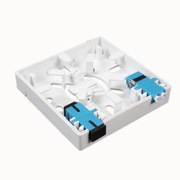 供应86型多功能双口光纤信息桌面盒壁挂式FTTH光纤面板盒2芯塑料