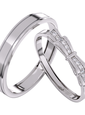 钟久久情侣对戒蝶舞S925银饰定制