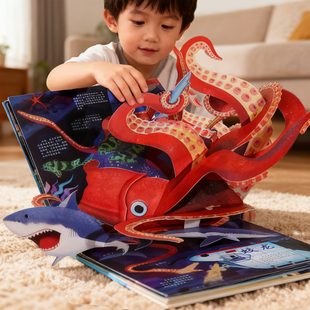 【3米长立体书】好长好长的海洋3d立体书儿童绘本3-6-8-10岁乐乐趣翻翻书系列海底动物生物太空科普小学生幼儿园早教机关百科全书