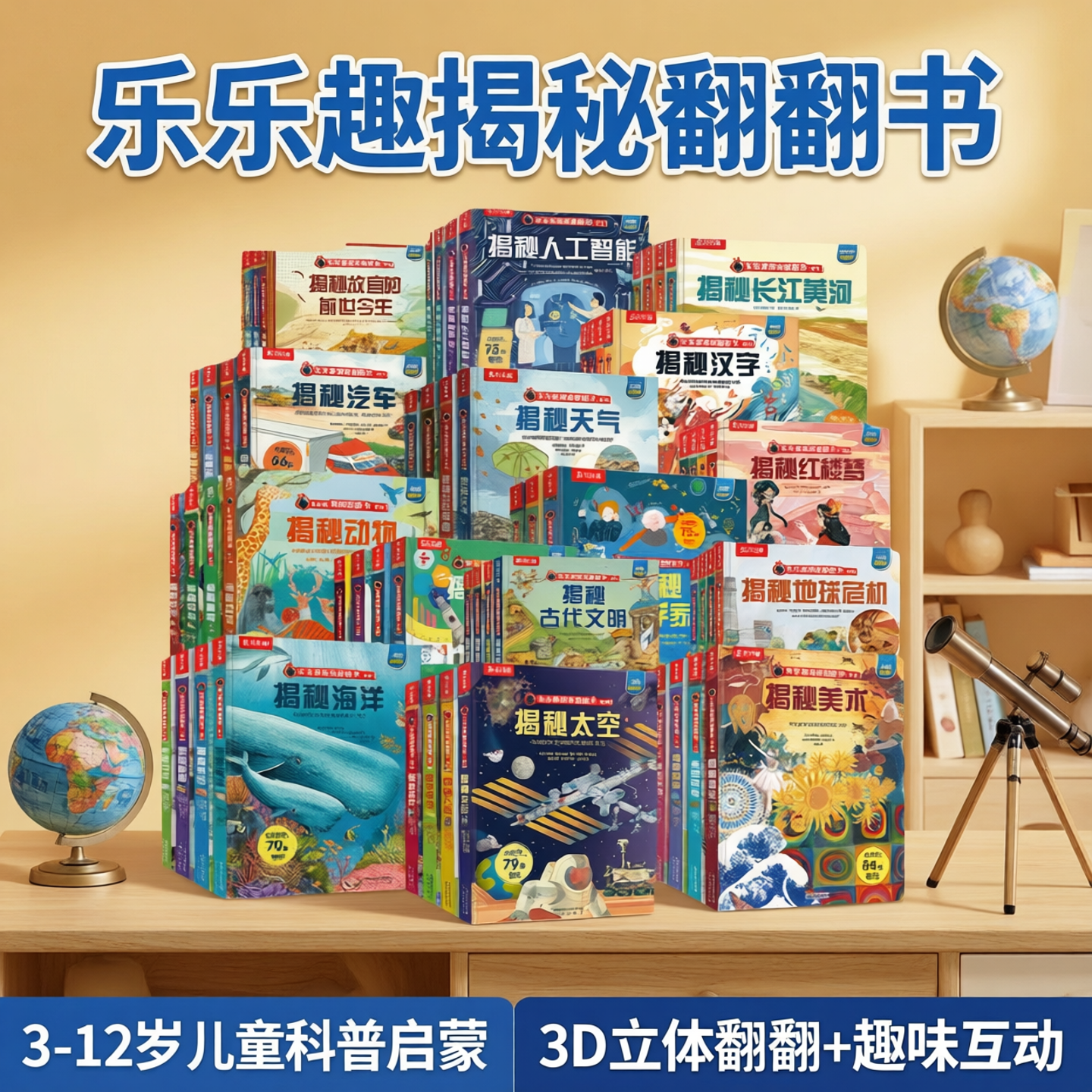 揭秘合集全套儿童翻翻系列乐乐趣太空人体海洋3d立体书儿童3-6-8-10-12岁以上科普阅读幼儿小学生百科全书一年级课外宇宙航空绘本