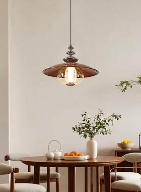 中古风餐厅吊灯卧室床头法式vintange复古吧台简约高级感玻璃灯具