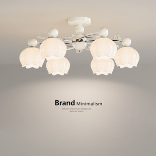 法式奶油风客厅主灯2026新款水晶大厅吸顶灯玻璃灯罩餐厅卧室吊灯