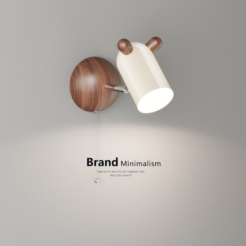 法式中古风壁灯可移位卧室床头灯儿童房拉线开关墙灯客厅背景墙灯