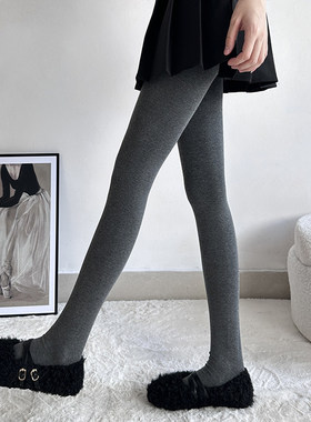 秋冬美拉德深咖色连裤袜女微压显瘦外穿日系竖条灰色打底裤不掉档