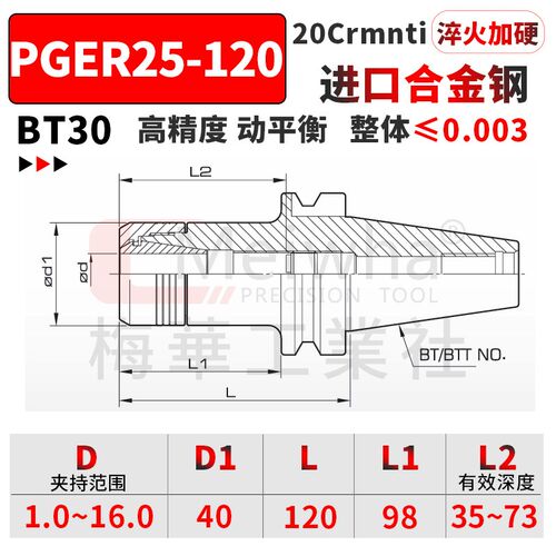 梅华CNC数控刀柄BT40刀柄PGER刀柄不锈钢刀柄ER25 ER32夹头