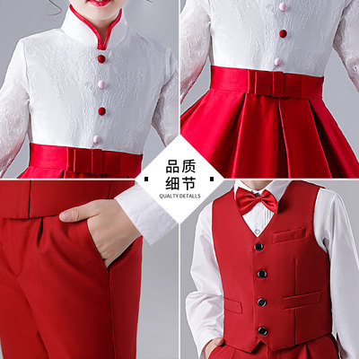 儿童合唱演出服元旦小学生女童演讲礼服秋冬季服装朗诵比赛表演服