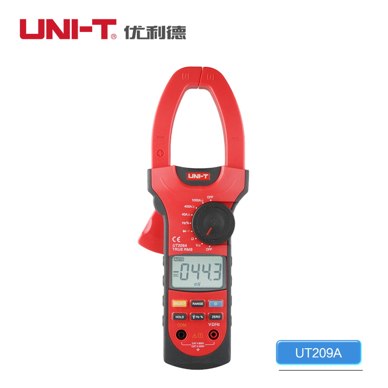 优利德数字钳形表UT207A/208A/209A交直流电流1000A 钳形万用表