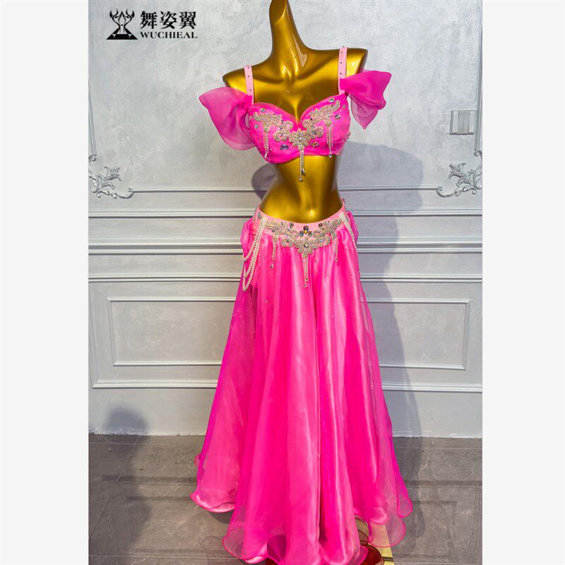 速发舞姿舞2024肚皮翼新款演出服套装东方舞表演服舞蹈玫功练红wz