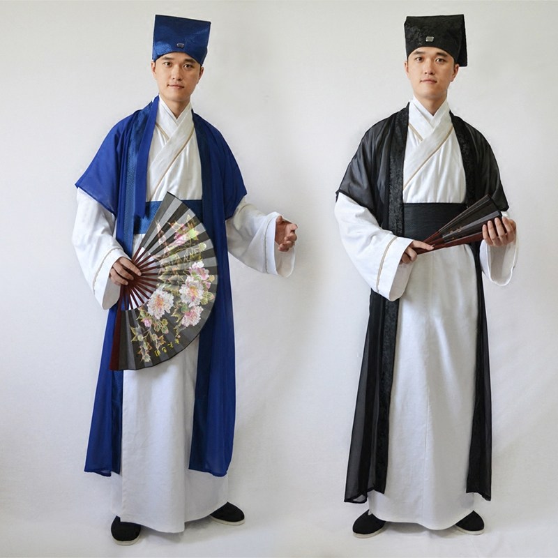 速发古装书生服装古代民族演出服唐装汉服男式中国风秀才装才子演