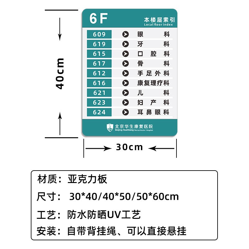 速发楼层索引牌指示牌医院大厅引路牌导引牌创意亚克力酒店楼层