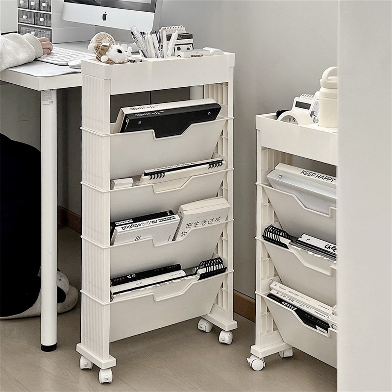 速发可移动收层架小推车学生书桌旁夹缝置物架宿舍桌边书多纳下架